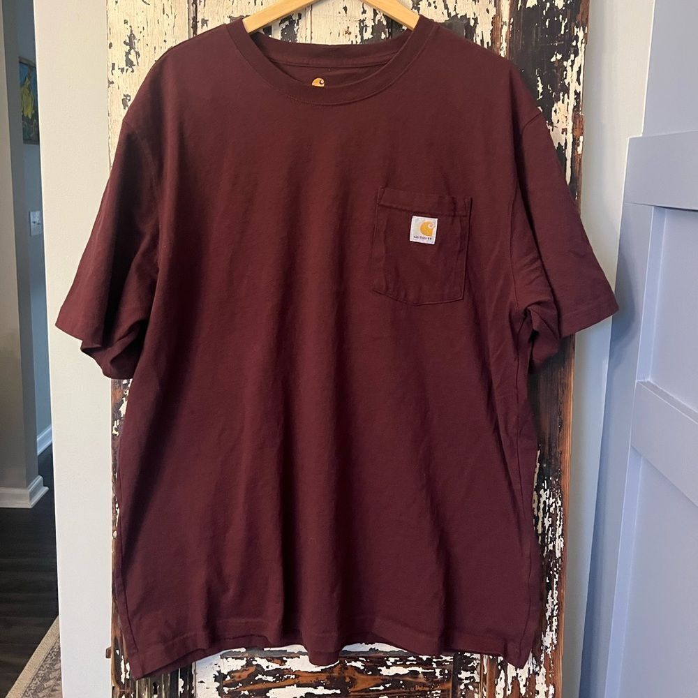 Carhartt Burgundy maroon men’s short sleeve T-shirt. Size XL. Workwear.